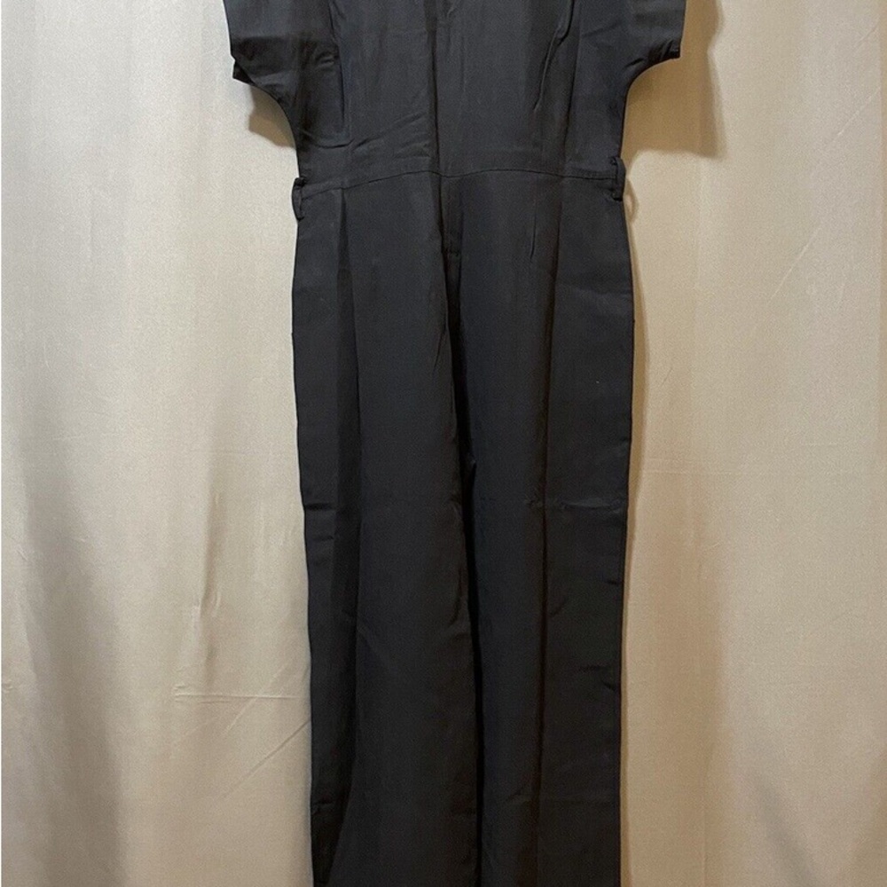 Tahari Long Black Linen Buttoned Jumpsuit - Size XS - Worn Once - Picture 3 of 7